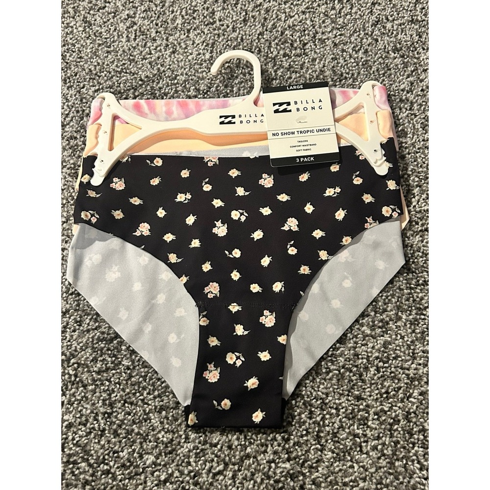 B15 NWT NEW Billabong 3 pack no show tropic undies size large panties underwear